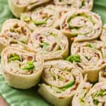 Chicken Caesar Pinwheels on a tray.