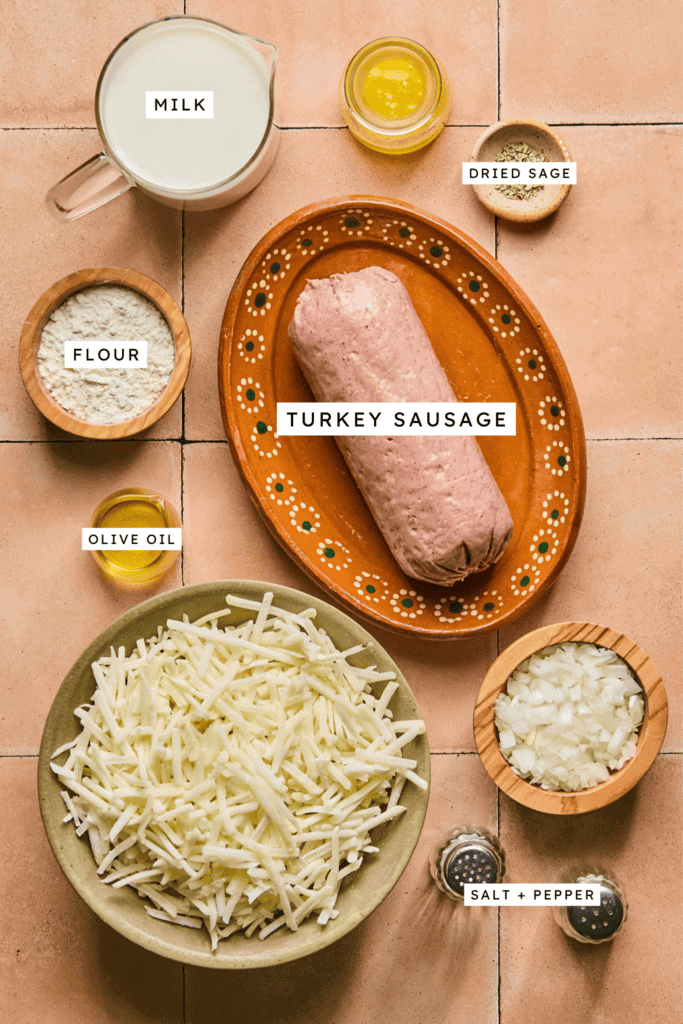 Ingredients for Homemade Turkey Sausage Gravy.