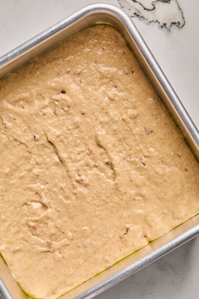 Maple Bacon Pancake Bake in a baking dish before being baked.