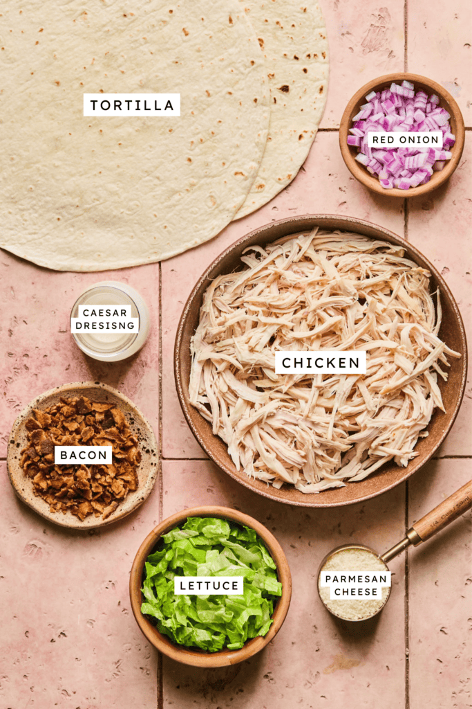 Ingredients for Chicken Caesar Pinwheels.