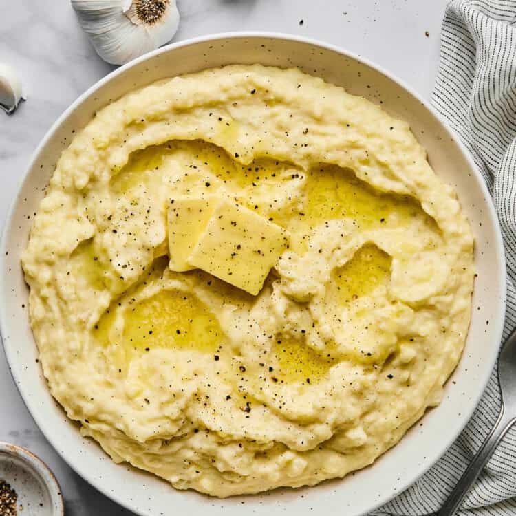 Garlic Mashed Potatoes in a bowl.