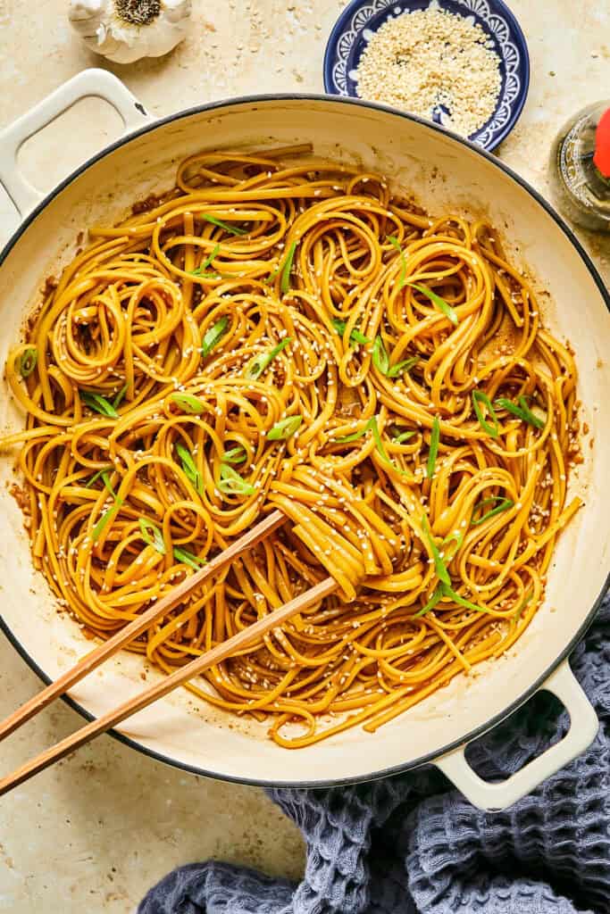 Hibachi Noodles in a pot.