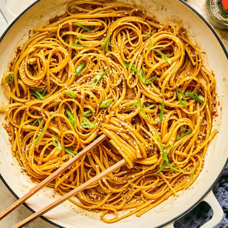 Hibachi Noodles in a pot.