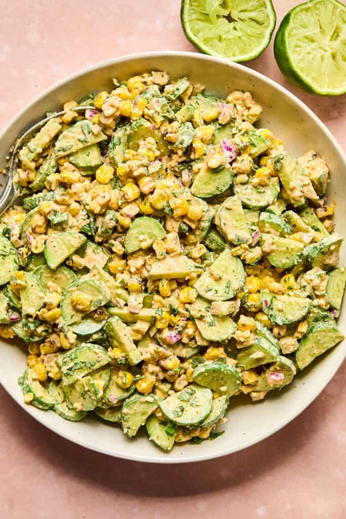 Mexican Cucumber Corn Salad in a large bowl.