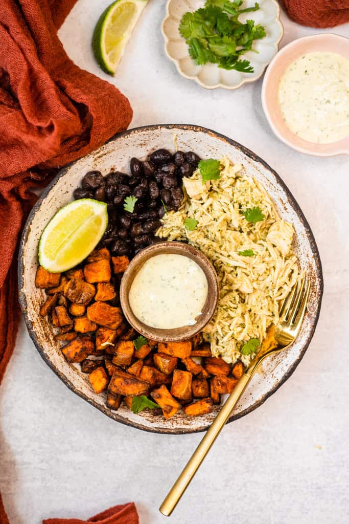 Crockpot Cilantro Lime Chicken Bowls