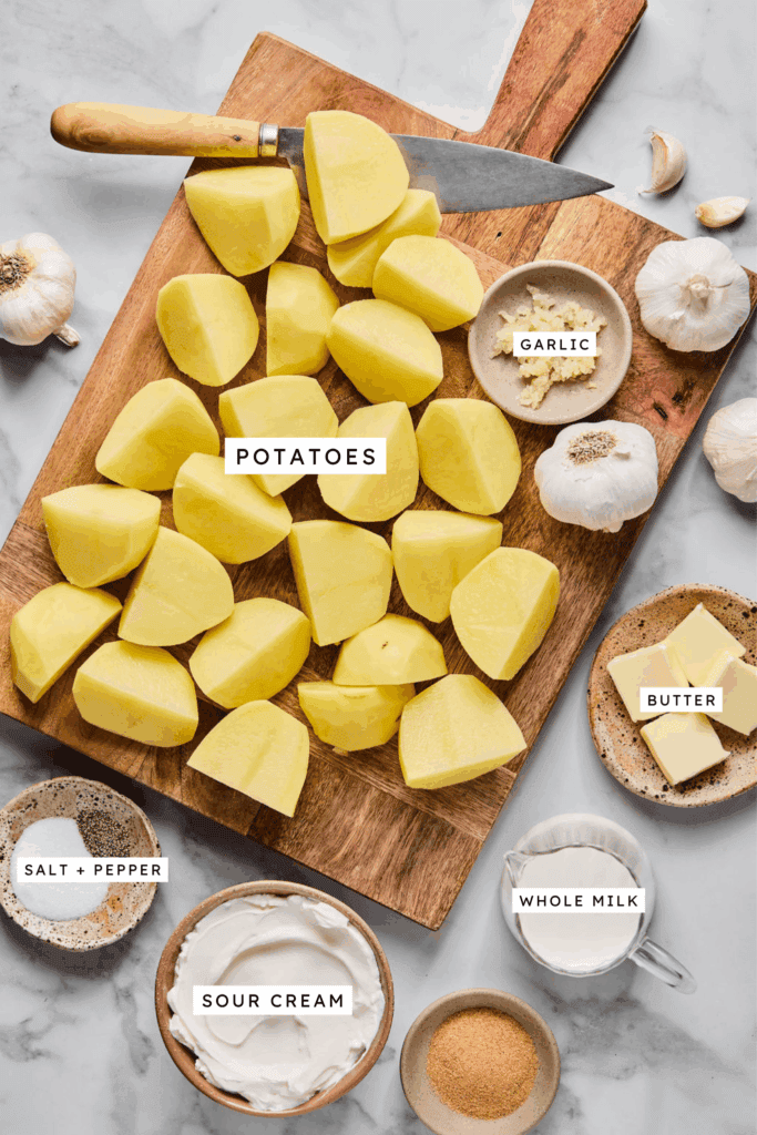 Ingredients for Garlic Mashed Potatoes.