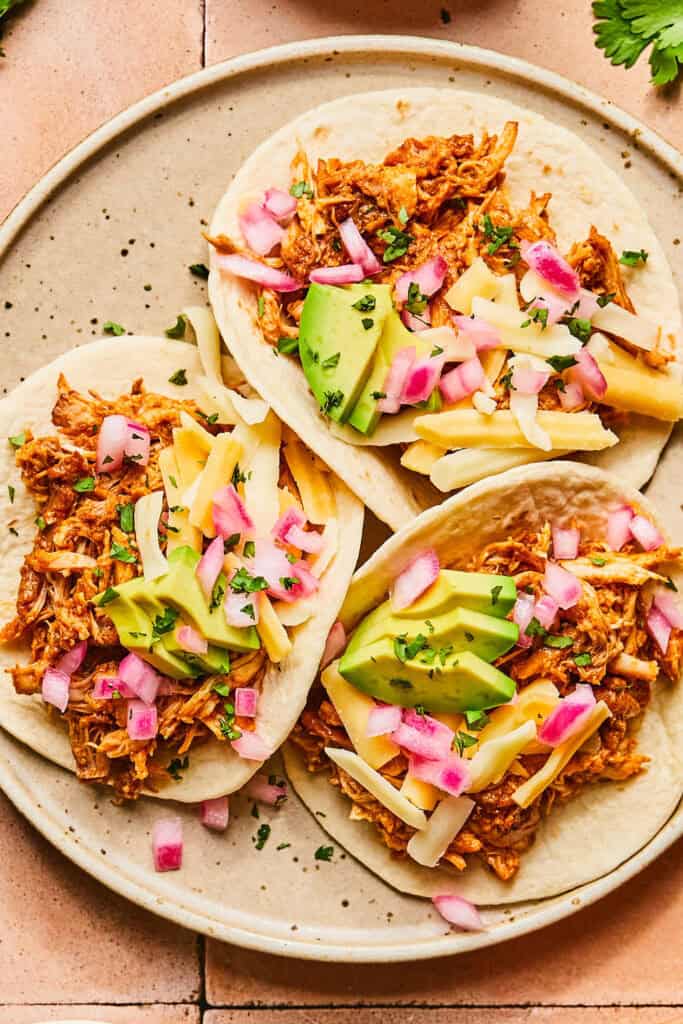 Honey Chipotle Chicken Street Tacos on a plate.