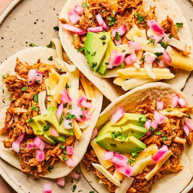 Honey Chipotle Chicken Street Tacos on a plate.