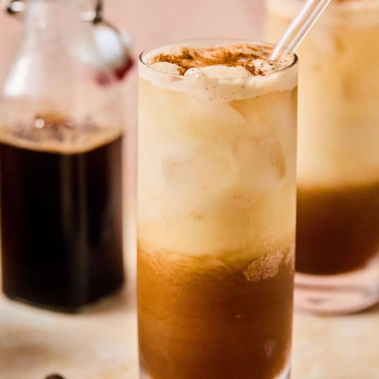 Iced Brown Sugar Shaken Espresso in a tall glass.