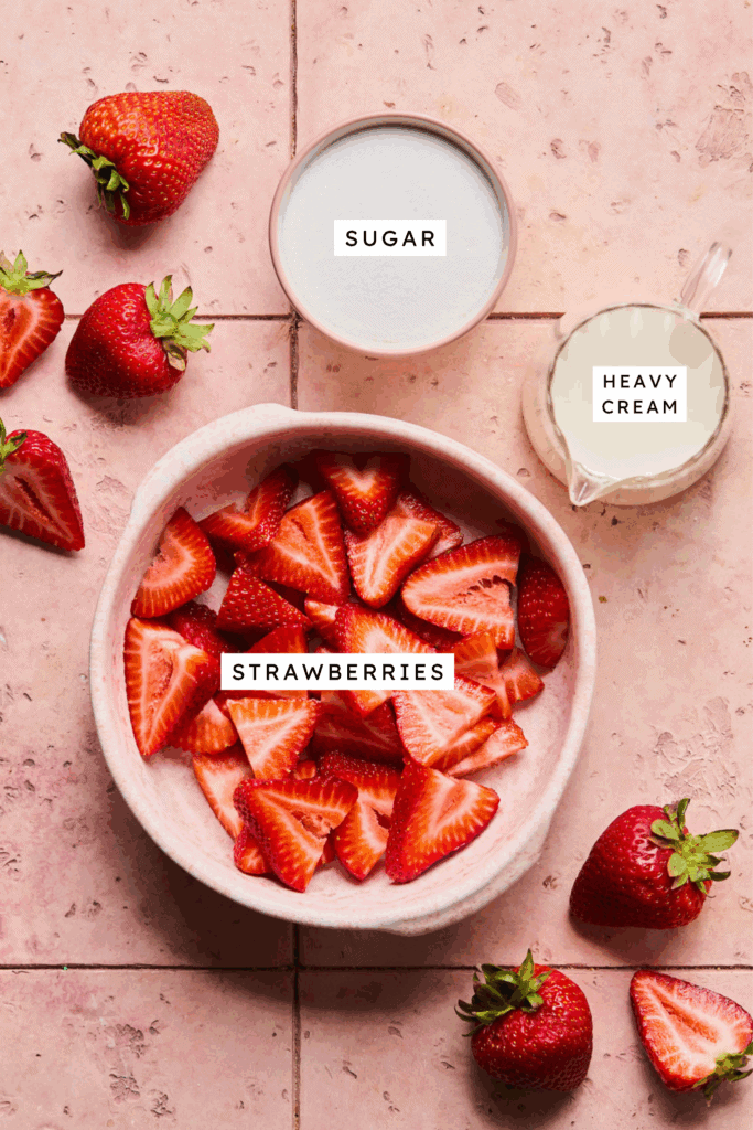 Ingredients for Strawberry Mousse Parfait.