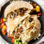 Garam Masala Chicken Pita on a plate.