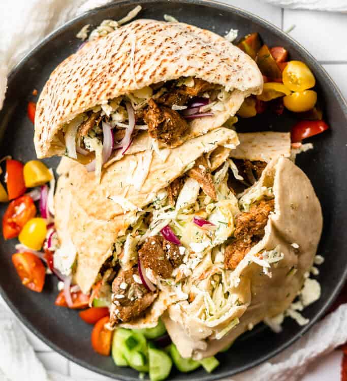 Garam Masala Chicken Pita on a plate.