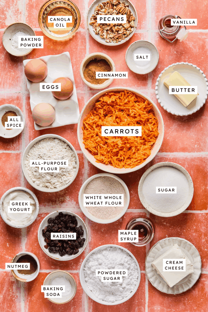 Ingredients for Carrot cake bread.