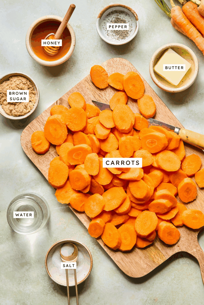 Ingredients for Honey Glazed Carrots.