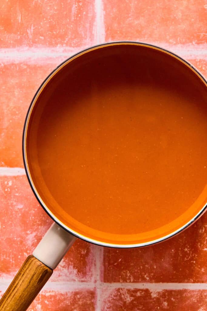 Pumpkin Simple Syrup in a saucepan.