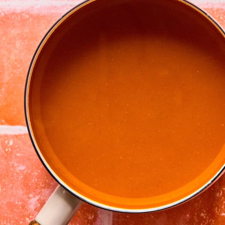 Pumpkin Simple Syrup in a saucepan.