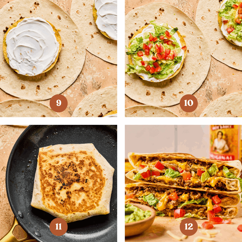 How to make Crunchwrap Supreme (process steps).
