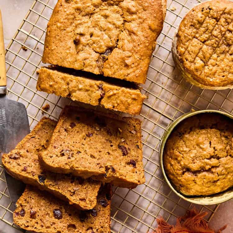 Mom's Sweet Potato Bread cut into slices.