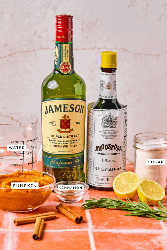 Ingredients for Pumpkin Simple Syrup.