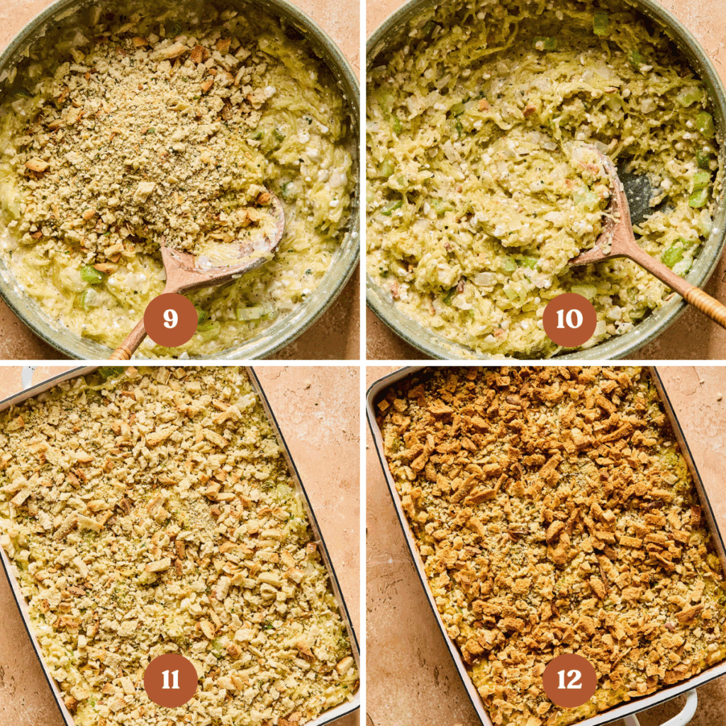 How to make Spaghetti Squash Stuffing Bake (process steps).