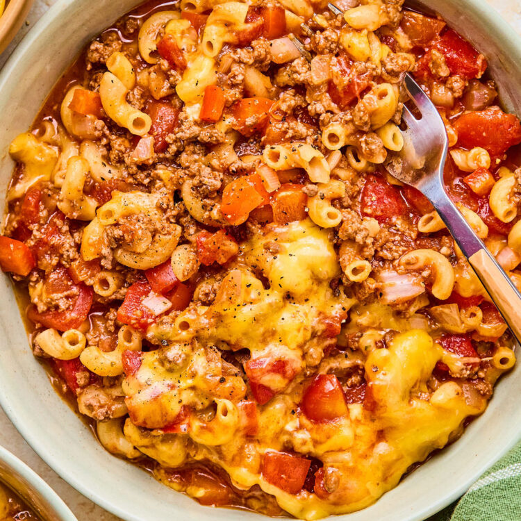 American Goulash in a bowl.