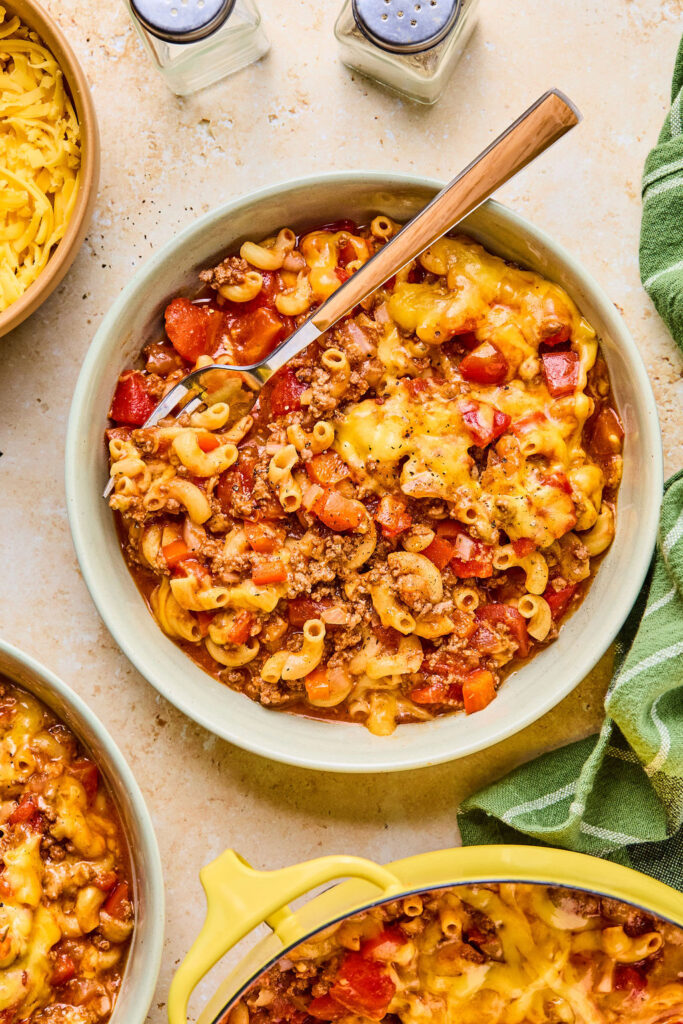 American Goulash in a bowl.