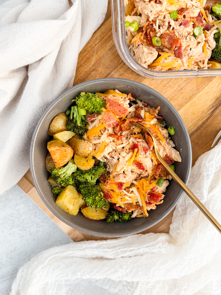 Crockpot Crack Chicken in a bowl with a fork.