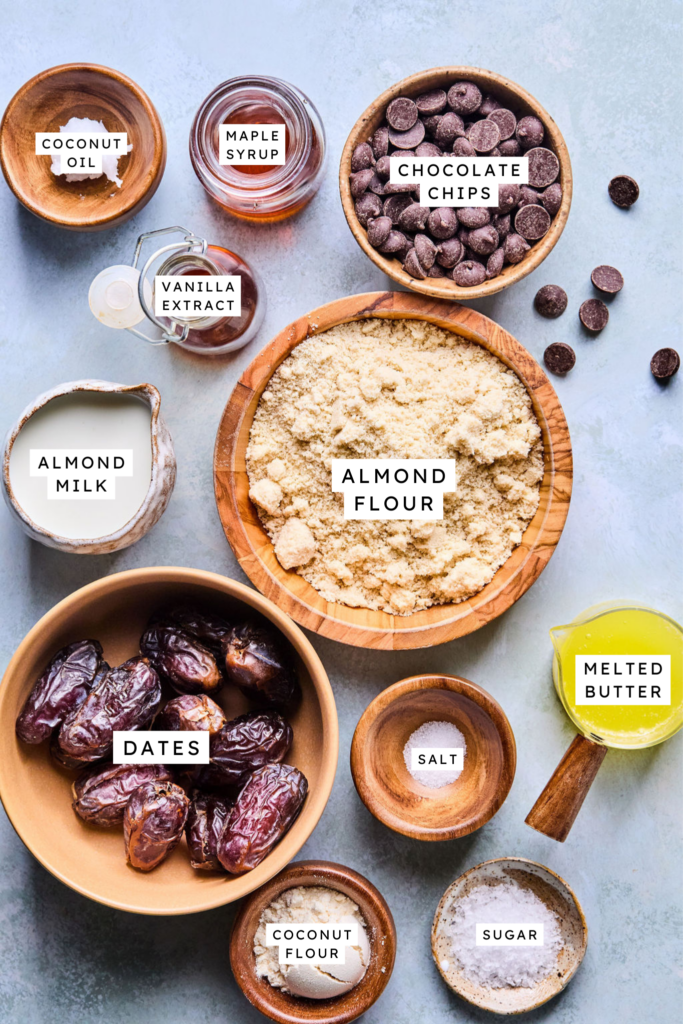 Ingredients for Salted Caramel Date Bars.