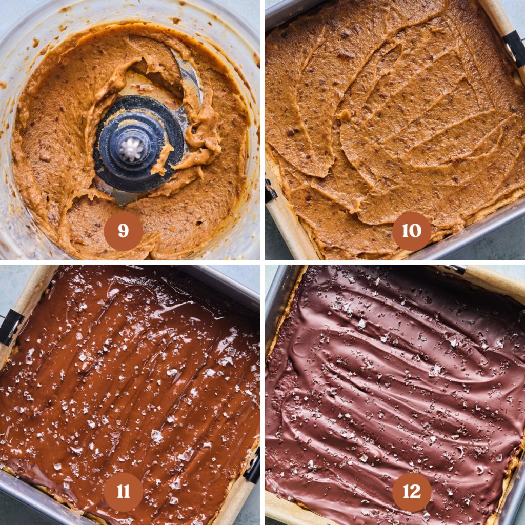 How to make Salted Caramel Date Bars (process steps).