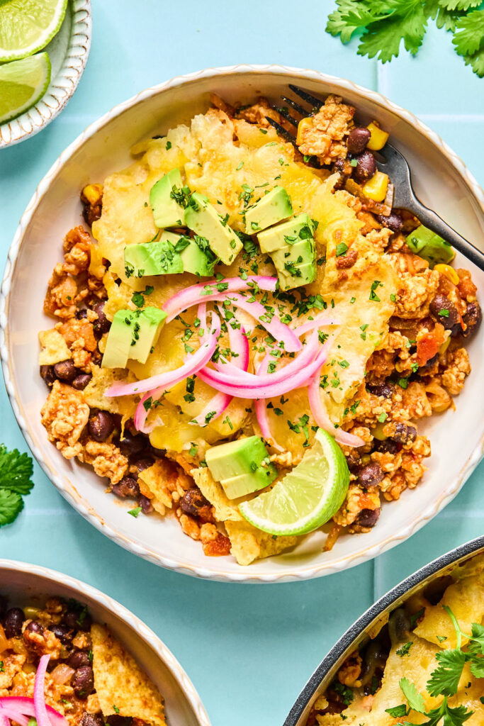 Cheesy Turkey Taco Skillet in a bowl.