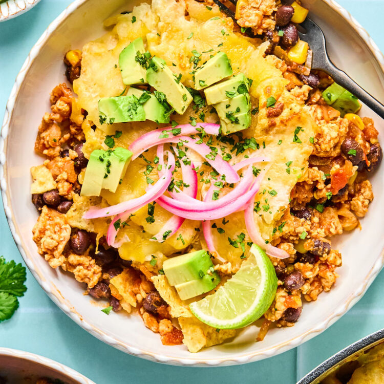 Cheesy Turkey Taco Skillet in a bowl.