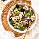 Cherry Almond Chicken Broccoli Salad in a bowl.