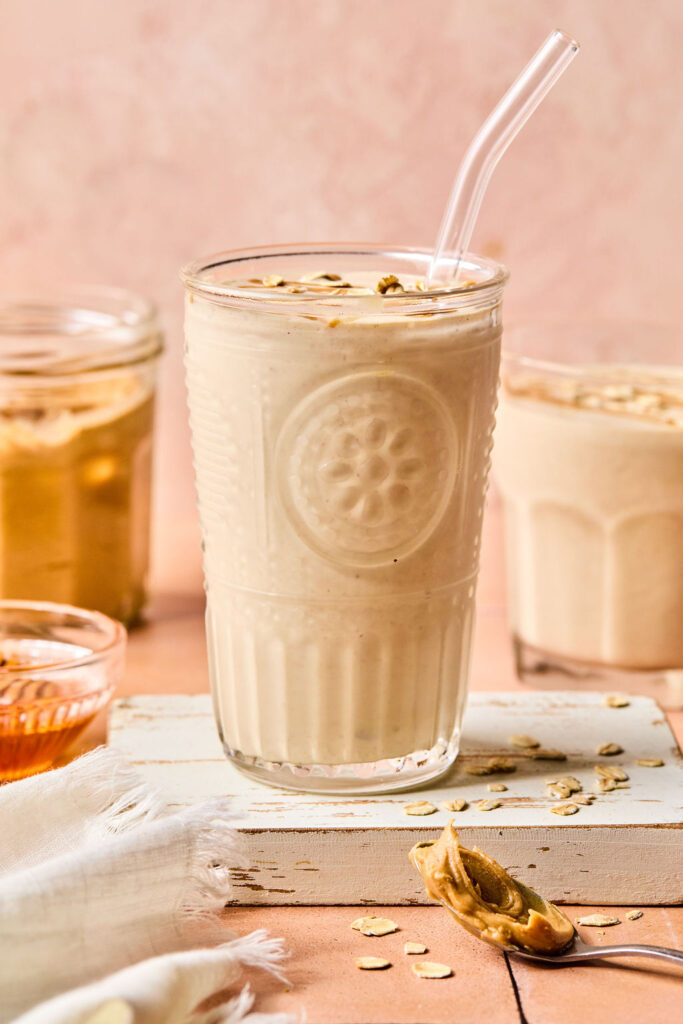 Peanut Butter Smoothie in a glass.