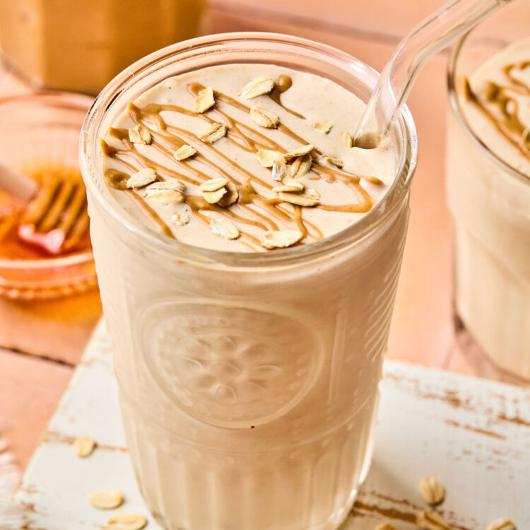 Peanut Butter Smoothie in a tall glass.