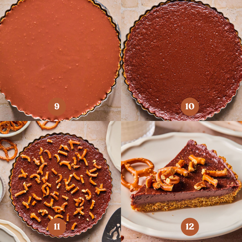 How to make Milk Chocolate Pretzel Tart (process steps).
