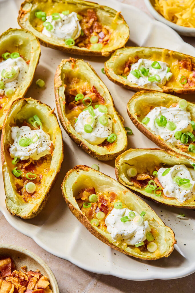Air Fryer Potato Skins on a tray.