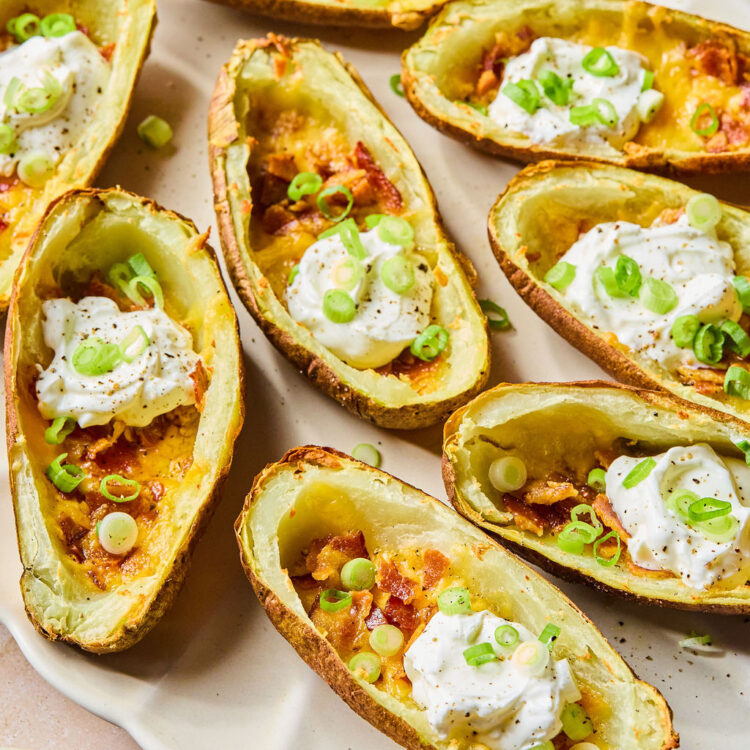 Air Fryer Potato Skins on a tray.