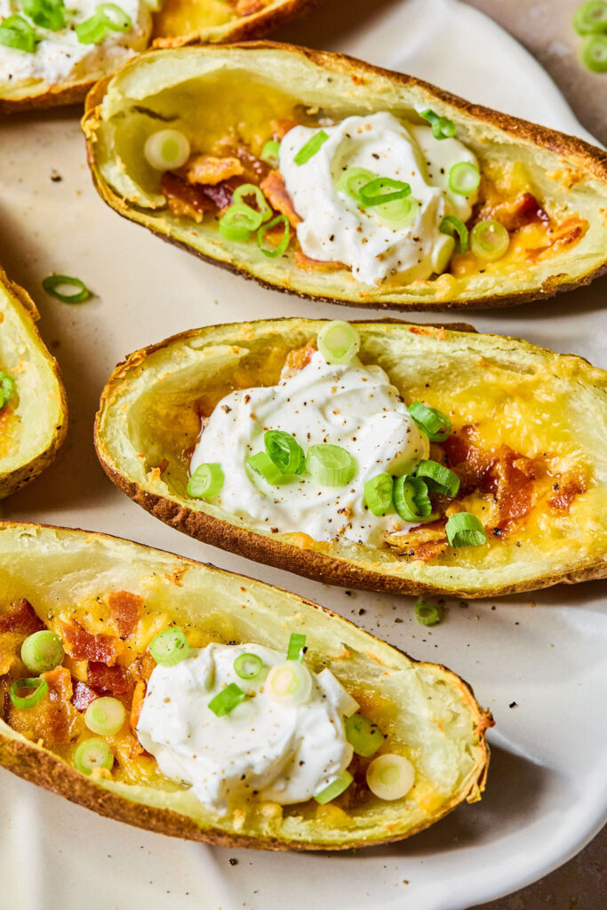 Zoomed in view of Air Fryer Potato Skins.