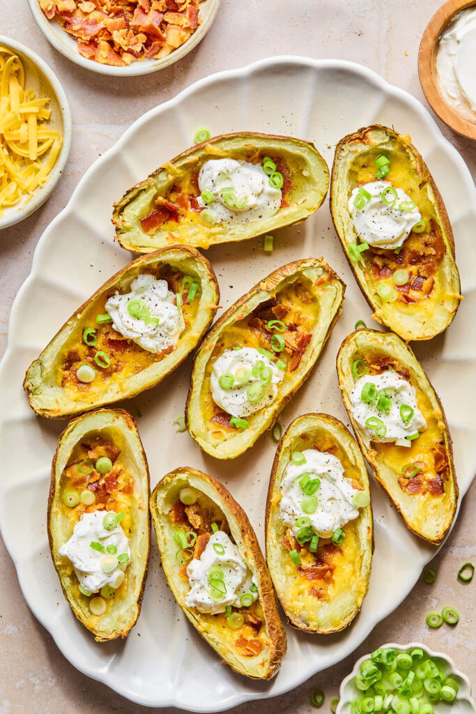 Air Fryer Potato Skins on a tray.