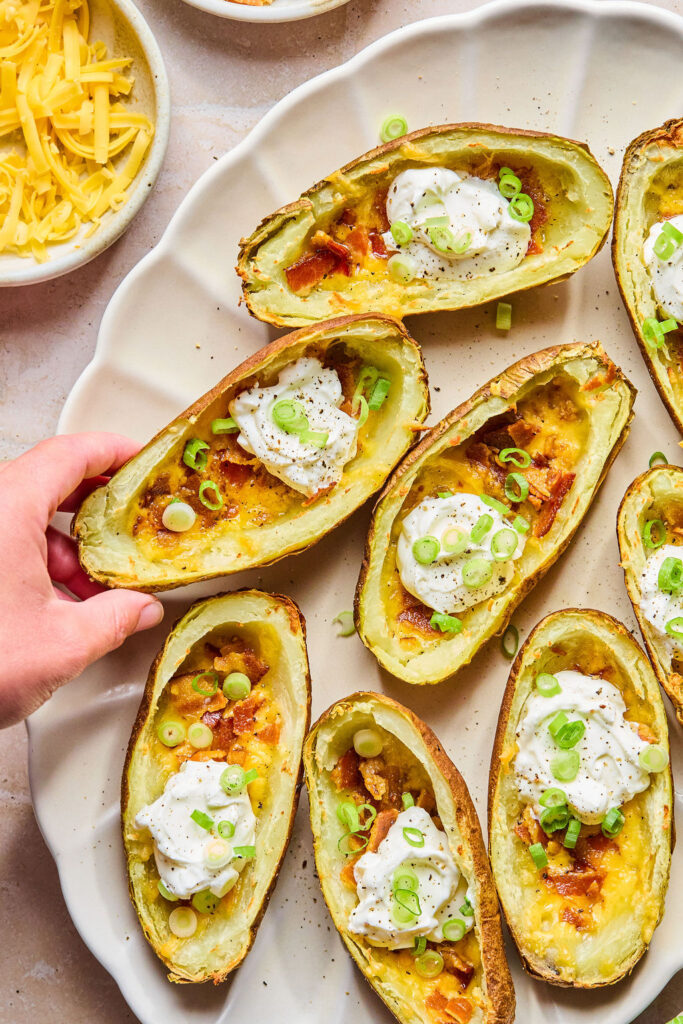 Air Fryer Potato Skins on a tray.