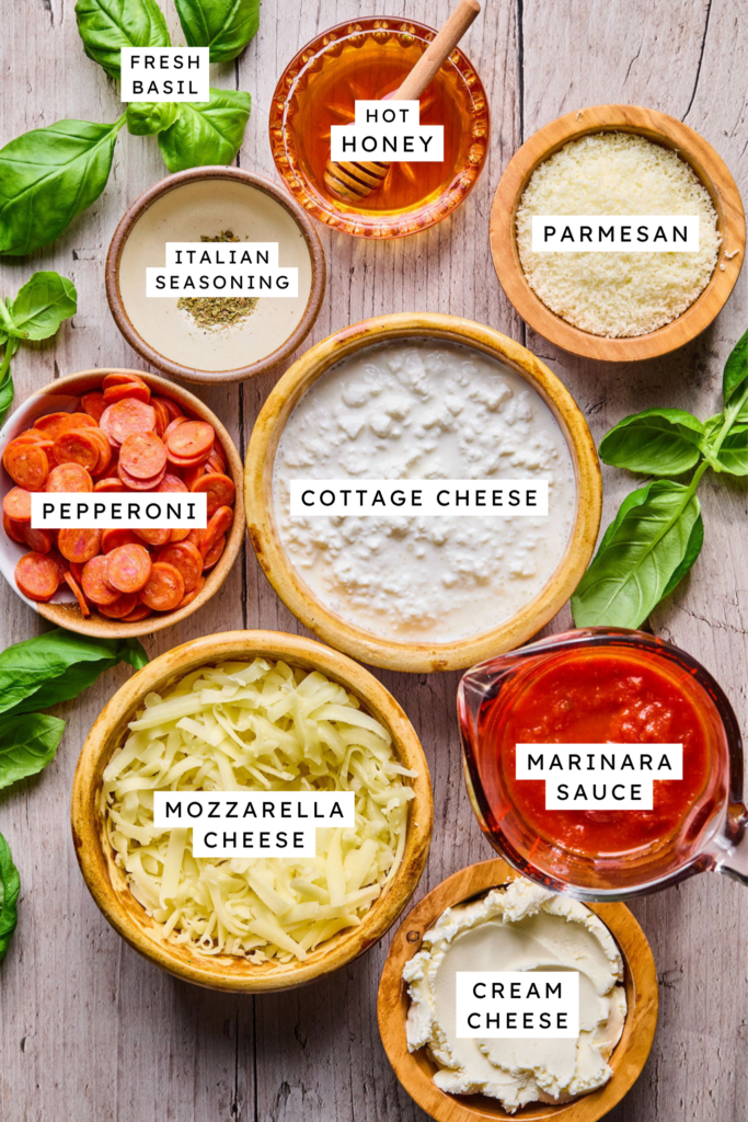 Ingredients for Hot Honey Pizza Dip.