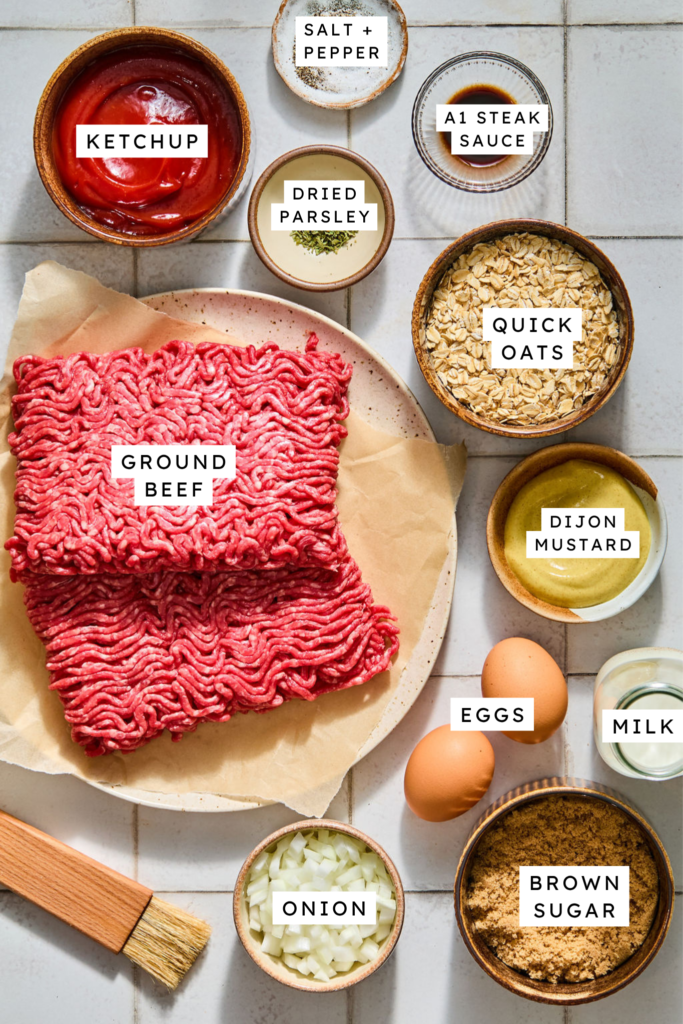 Ingredients for Meatloaf with Oats.